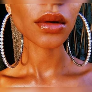 Huge Oversized Diamond Hoops